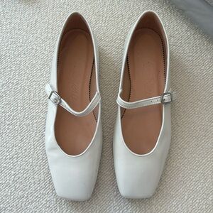 J. Crew Anya Mary Jane Flats in White Leather